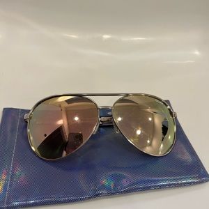 QUAY High Key Gold Mirrored Large Aviator Sunglasses